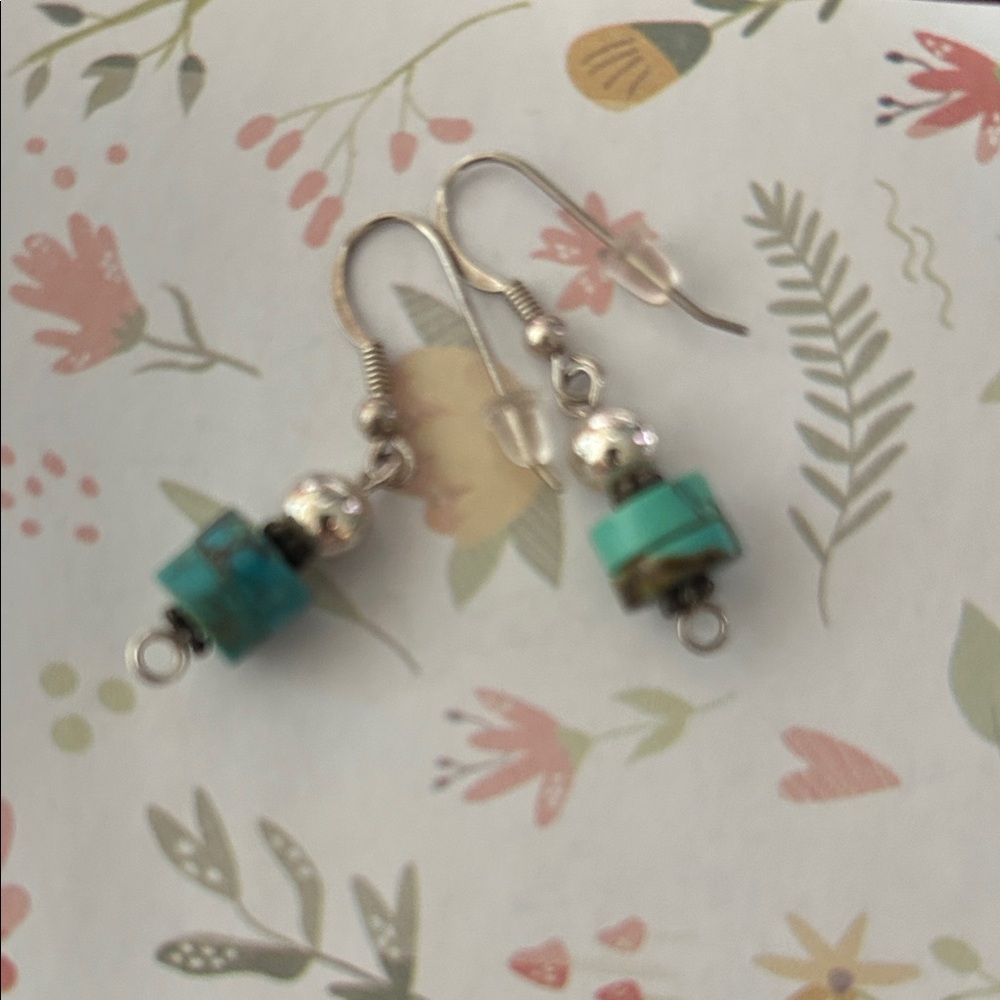 Turquoise and Silver Dangle Earrings